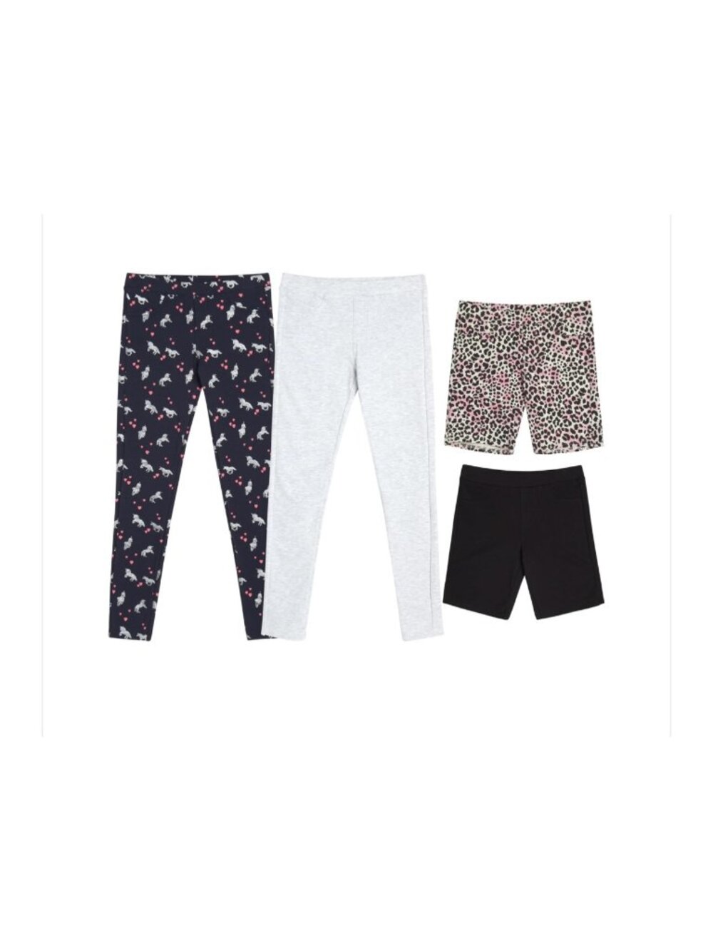 Girls 4-Pack Leggings & Biker Shorts Set - Animal & Solid Prints Size 4 George B